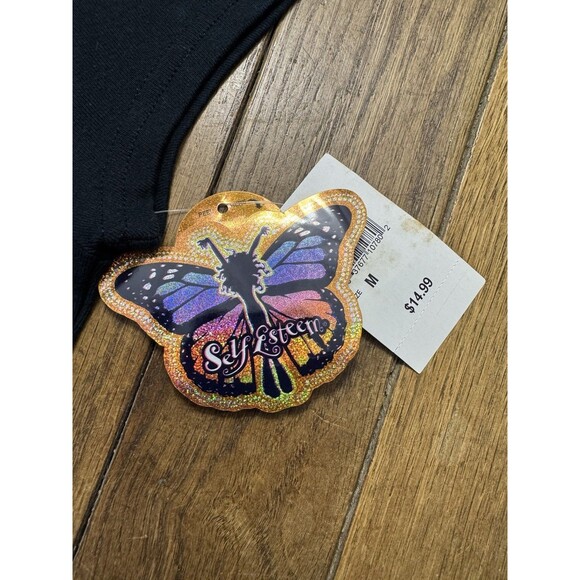 NWT Vintage Y2K Self Esteem Baby Tee Punk Rock Grunge Glitter Stars Juniors M - Picture 4 of 6